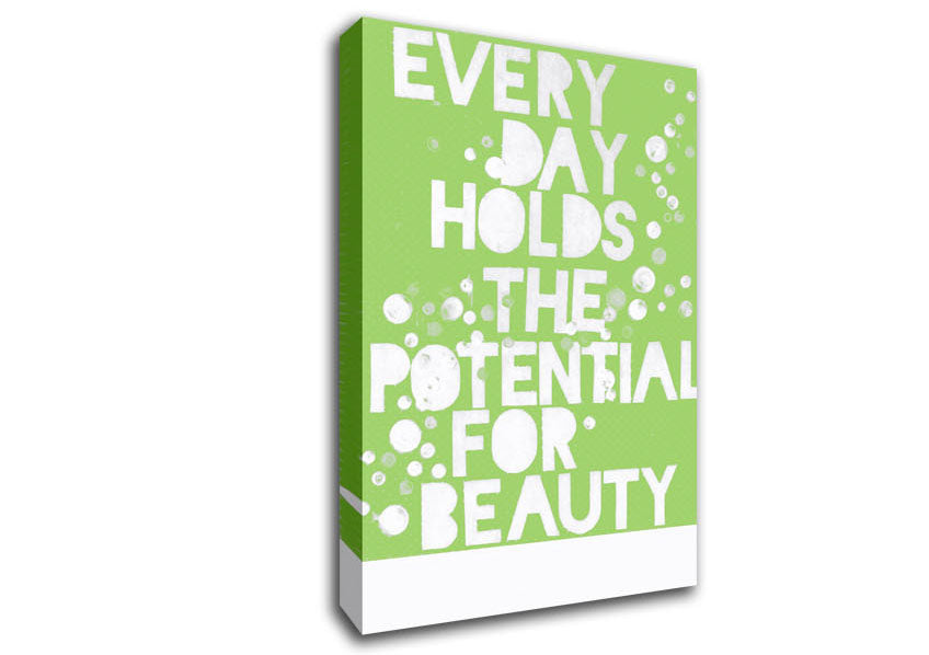 Motivational Quote Every Day Holds The Potential Lime Green Canvas Wall Art