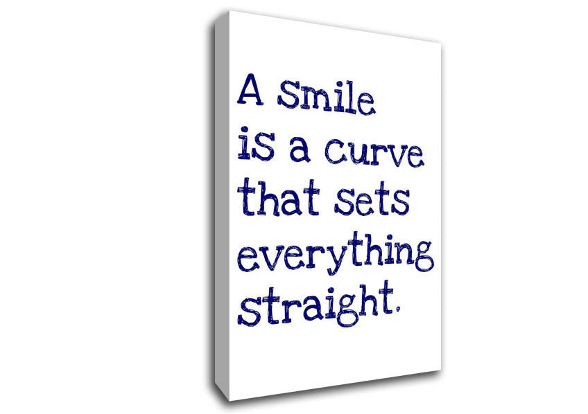 Motivational Quote Smile Is A Curve Canvas Wall Art