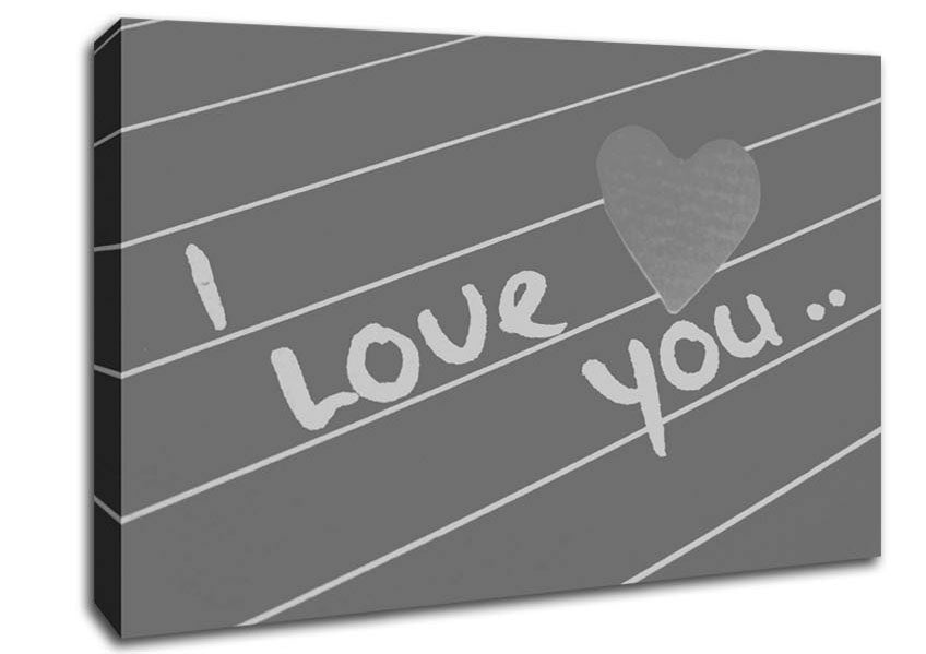 Love Quote I Love You Heart Grey Canvas Wall Art