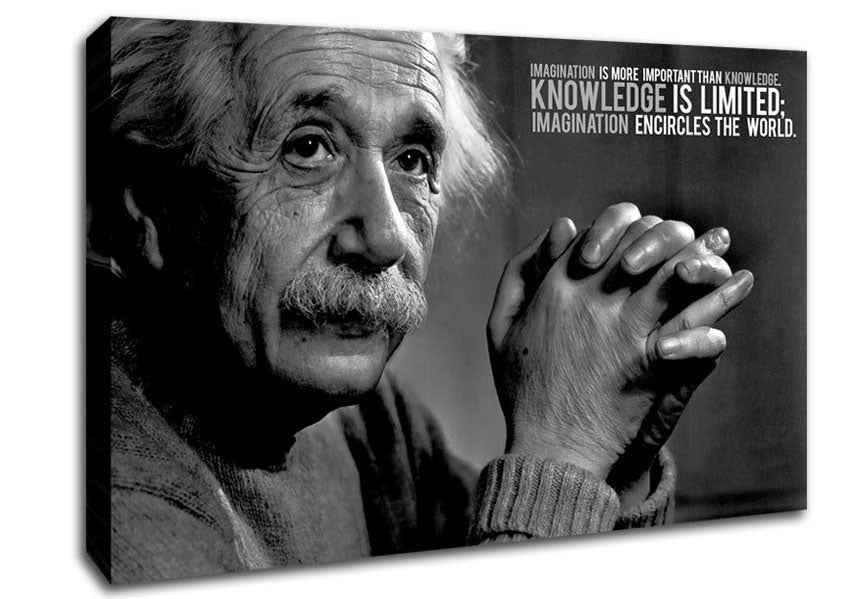 Motivational Quote Albert Einstein Imagination Is More Important Canvas Wall Art