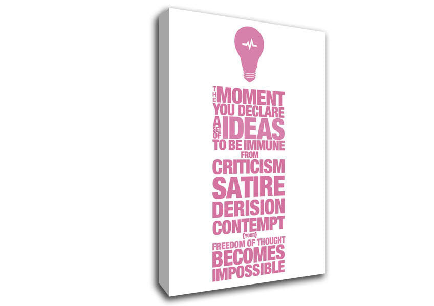 Motivational Quote Freedom Of Thought Pink Canvas Wall Art