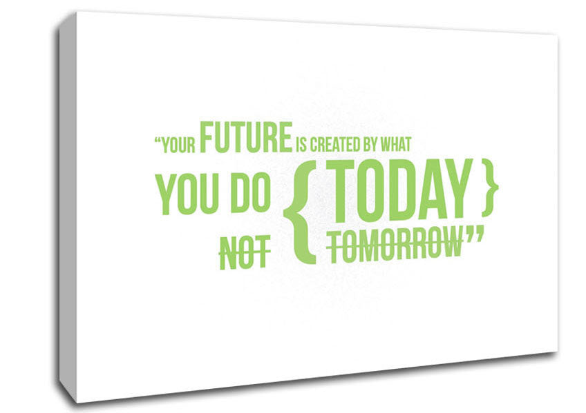 Motivational Quote Your Future Is Created By What You Do Lime Green Canvas Wall Art