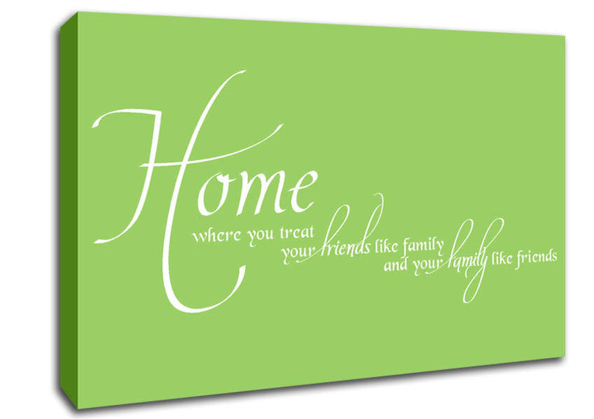 Family Quote Home Family Friends Lime Green Canvas Wall Art