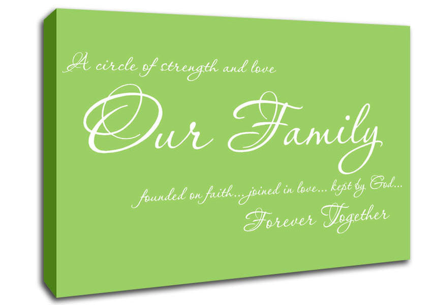 Family Quote Our Family Together Forever Lime Green Canvas Wall Art