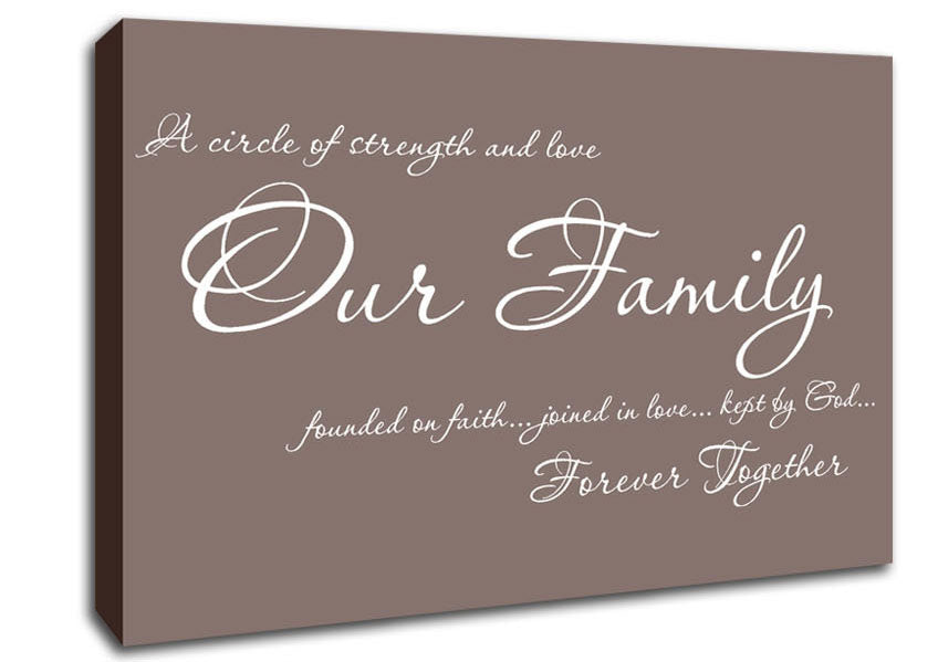 Family Quote Our Family Together Forever Beige Canvas Wall Art
