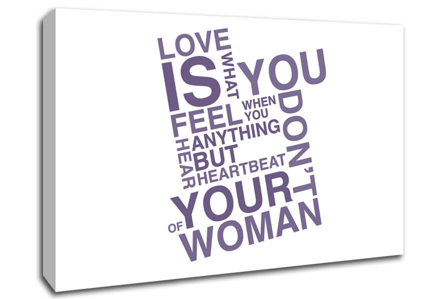 Love Quote Love Is What You Feel Lilac Canvas Wall Art