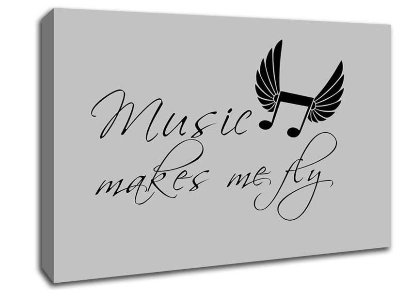 Boys room Quote Music Makes Me Fly Grey Canvas Wall Art