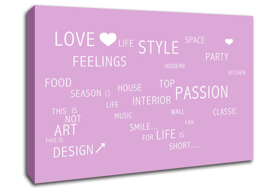 Love Quote Love Life Pink Canvas Wall Art