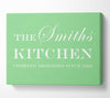 Kitchen Quote Your Family Name And Date Kitchen Green Canvas Wall Art