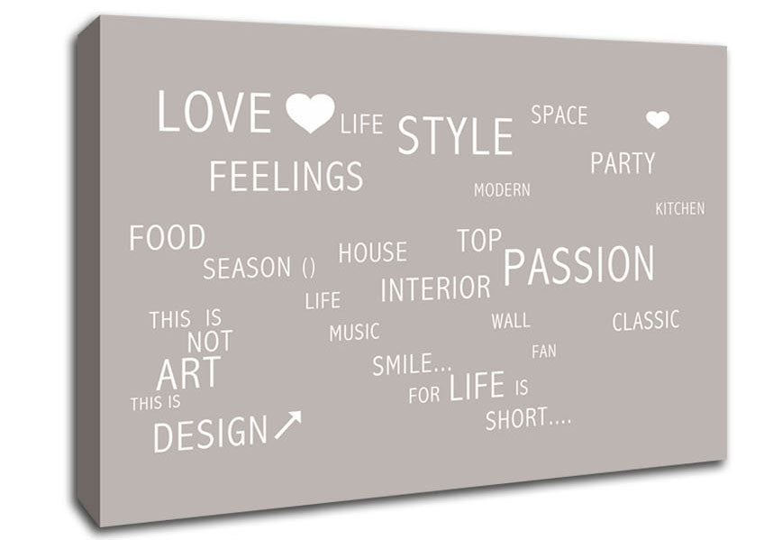 Love Quote Love Life Beige Canvas Wall Art
