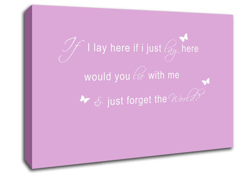 Music Quote If I Lay Here Snow Patrol 2 Pink Canvas Wall Art
