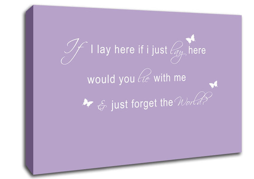 Music Quote If I Lay Here Snow Patrol 2 Lilac Canvas Wall Art