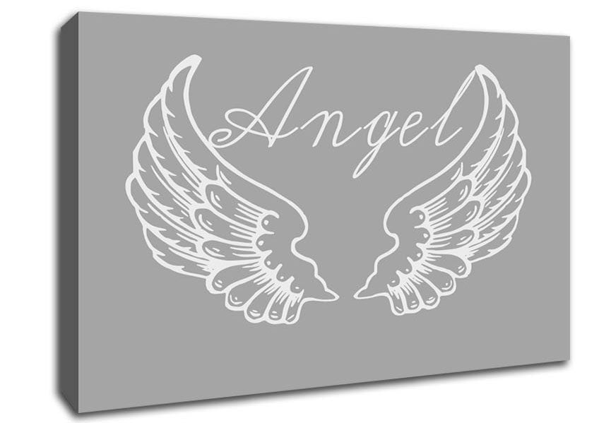 Angel Wings 4 Grey White Canvas Wall Art