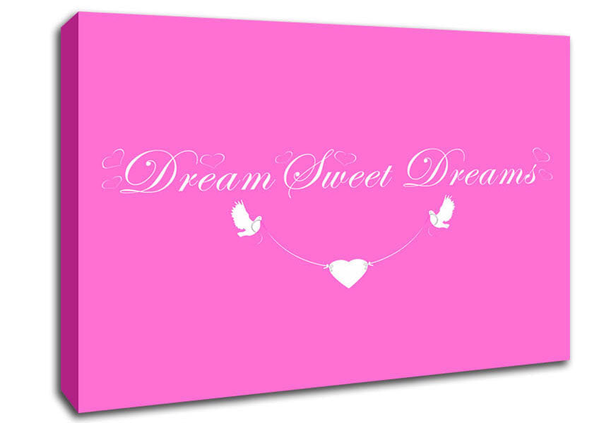 Nursery Quote Dream Sweet Dreams Vivid Pink Canvas Wall Art