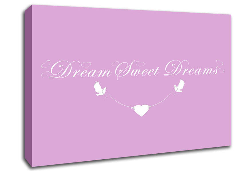 Nursery Quote Dream Sweet Dreams Pink Canvas Wall Art
