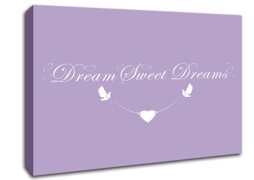 Nursery Quote Dream Sweet Dreams Lilac Canvas Wall Art