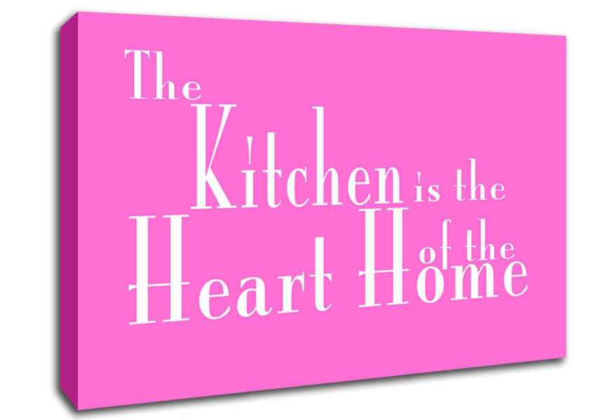 Kitchen Quote The Kitchen Is The Heart Of The Home 2 Vivid Pink Canvas Wall Art