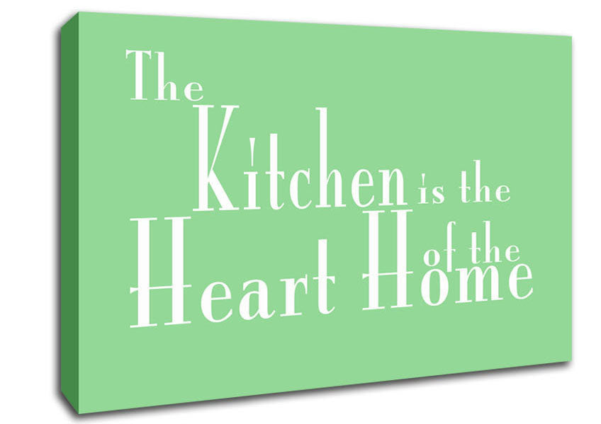 Kitchen Quote The Kitchen Is The Heart Of The Home 2 Green Canvas Wall Art