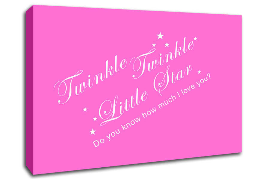 Nursery Quote Twinkle Twinkle Little Star 2 Vivid Pink Canvas Wall Art