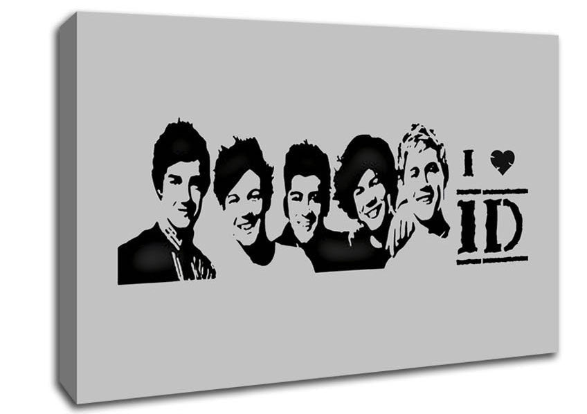 Music Quote I Love 1 Direction Grey Canvas Wall Art