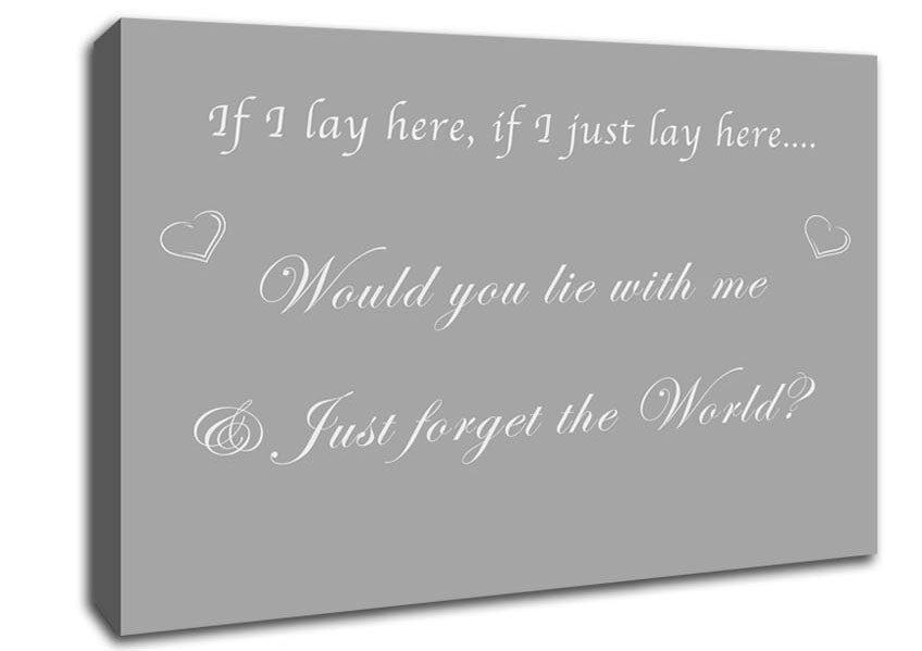 Music Quote If I Lay Here If I Just Snow Patrol Grey White Canvas Wall Art