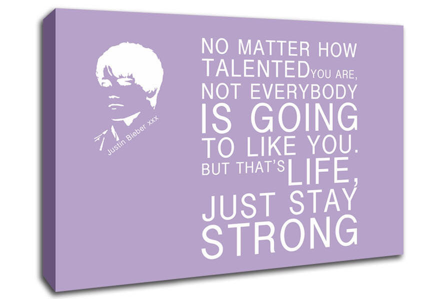 Music Quote No Matter How Talented Justin Bieber Lilac Canvas Wall Art