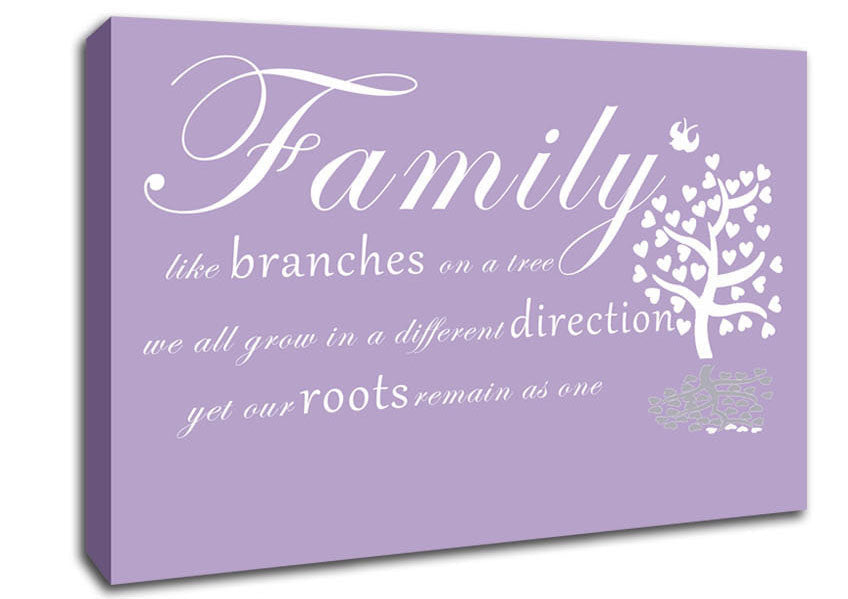 Family Quote Family Like Branches On A Tree Lilac Canvas Wall Art