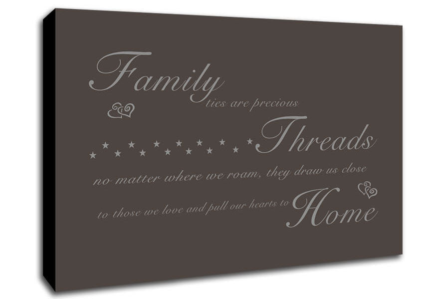 Family Quote Family Ties Are Precious Chocolate Canvas Wall Art