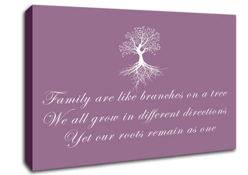 Family Quote Family Are Like Branches Dusty Pink Canvas Wall Art