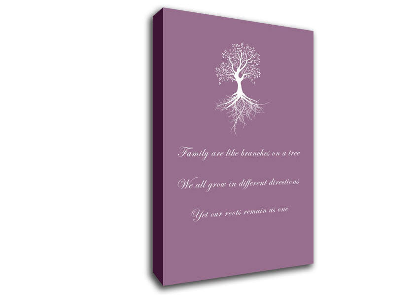 Family Quote Family Are Like Branches 2 Dusty Pink Canvas Wall Art