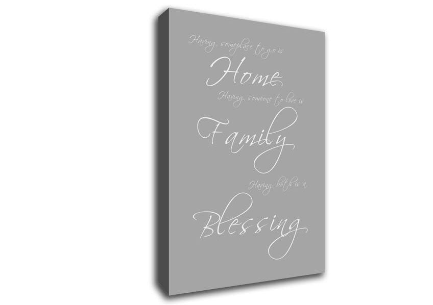 Home Quote Having Someplace To Go Is Home Grey White Canvas Wall Art