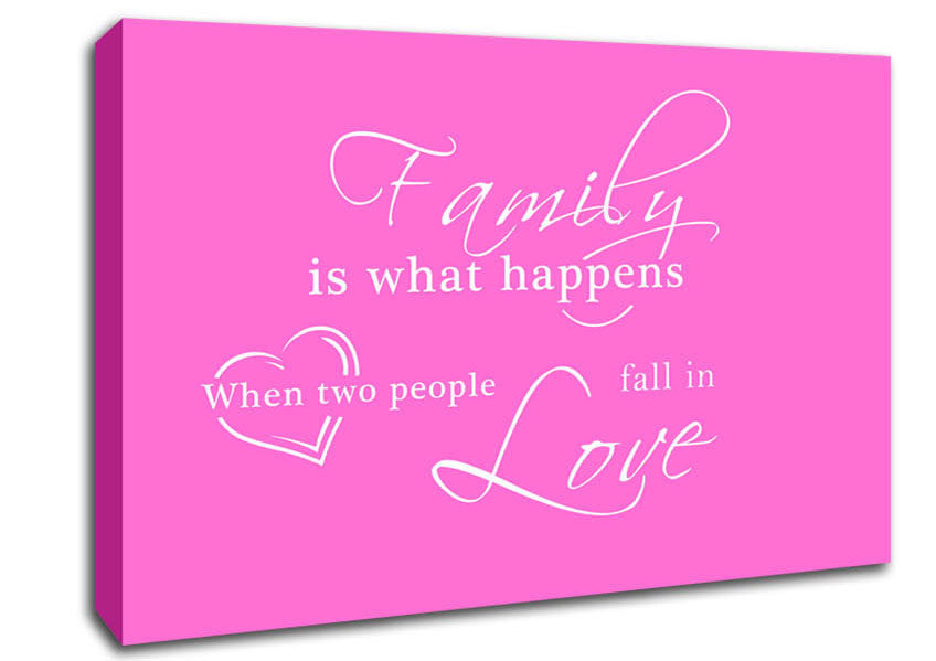 Family Quote Family Is What Happens Vivid Pink Canvas Wall Art