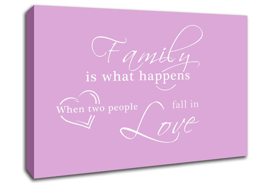 Family Quote Family Is What Happens Pink Canvas Wall Art