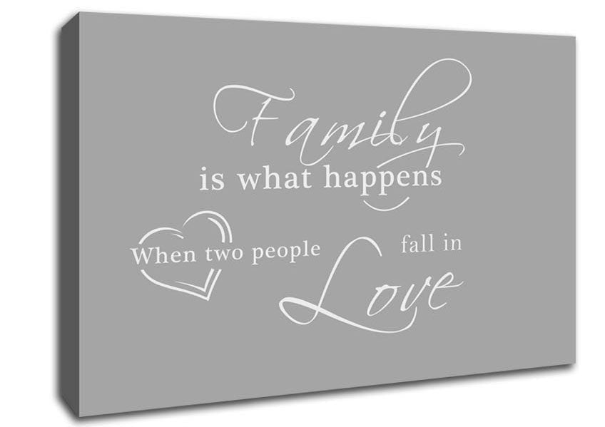 Family Quote Family Is What Happens Grey White Canvas Wall Art