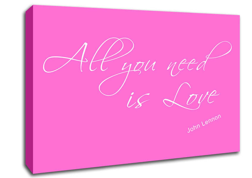 Music Quote All You Need Is Love 2 Vivid Pink Canvas Wall Art