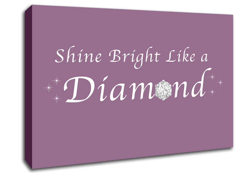 Music Quote Shine Bright Like A Diamond Rihanna Dusty Pink Canvas Wall Art