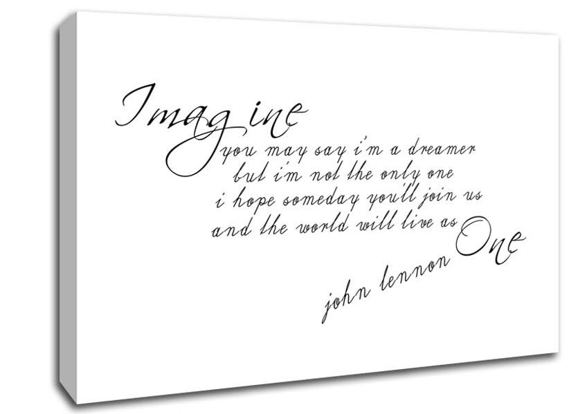 Music Quote Imagine John Lennon White Canvas Wall Art