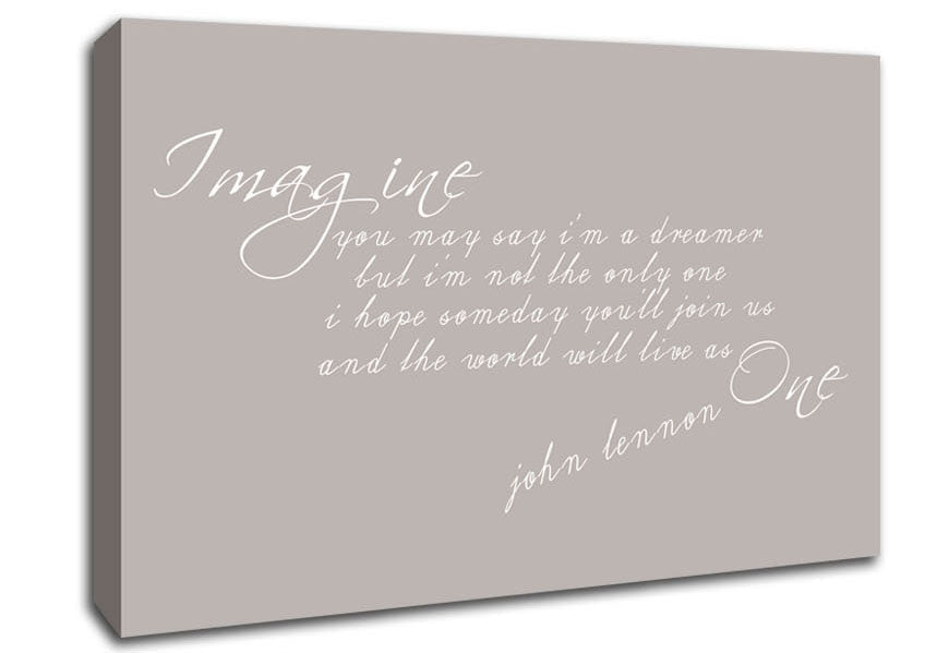 Music Quote Imagine John Lennon Beige Canvas Wall Art