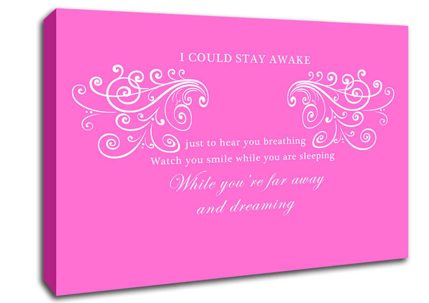 Music Quote I Could Stay Awake Aerosmith Vivid Pink Canvas Wall Art