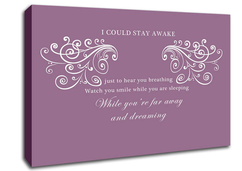Music Quote I Could Stay Awake Aerosmith Dusty Pink Canvas Wall Art