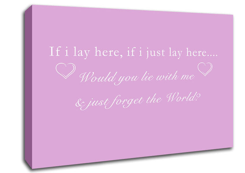 Music Quote If I Lay Here Snow Patrol Pink Canvas Wall Art