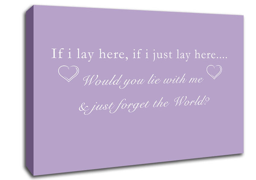 Music Quote If I Lay Here Snow Patrol Lilac Canvas Wall Art