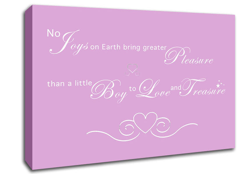 Nursery Quote No Joys On Earth Bring Pleasure Pink Canvas Wall Art
