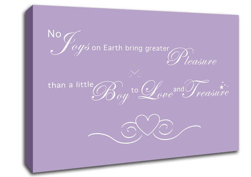 Nursery Quote No Joys On Earth Bring Pleasure Lilac Canvas Wall Art