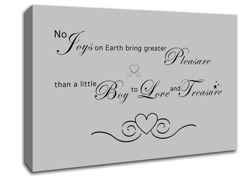Boys Room Quote No Joys On Earth Bring Pleasure Grey Canvas Wall Art