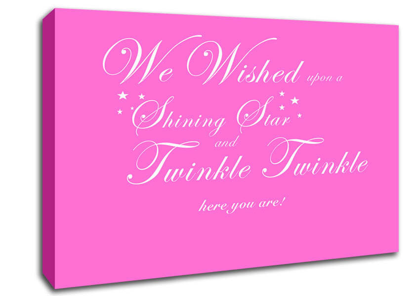 Nursery Quote We Wished Upon A Shining Star Vivid Pink Canvas Wall Art