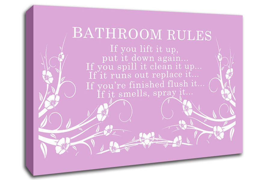Bathroom Quote Bathroom Rules 2 Pink Canvas Wall Art