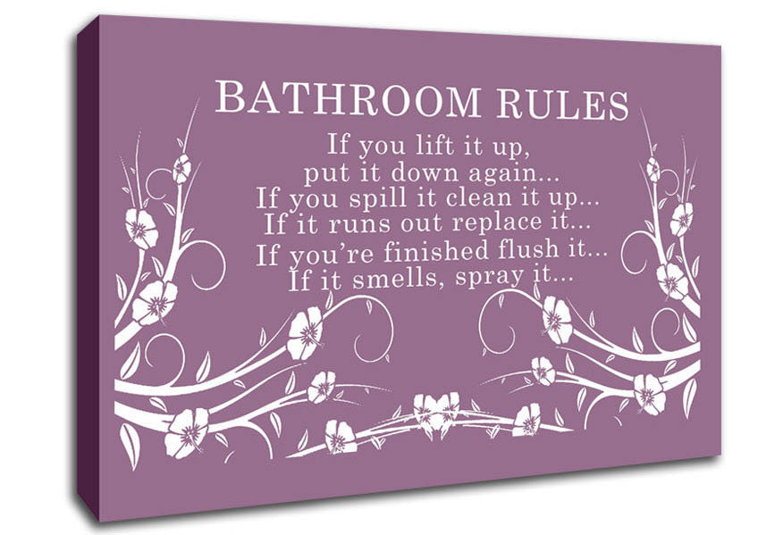 Bathroom Quote Bathroom Rules 2 Dusty Pink Canvas Wall Art