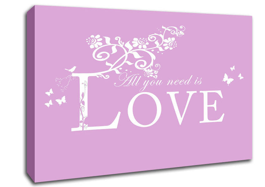 Music Quote All You Need Is Love Pink Canvas Wall Art