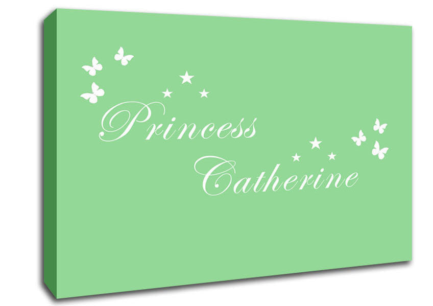 Your Own Name Princess Green Canvas Wall Art